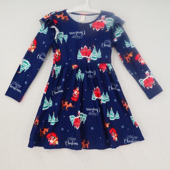 PatPat Other - NEW PatPat Girl's 5-6 Merry Christmas Dress Santa Reindeer Blue Long Sleeve